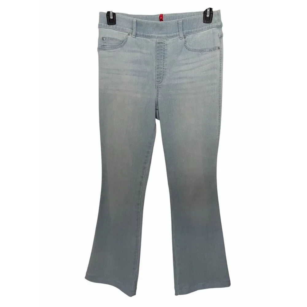 SPANX Pull On Stretch Flare Jeans in Retro Light Wash Size L - Picture 4 of 12